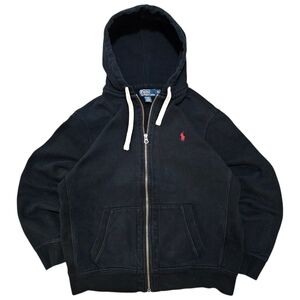 Vintage Polo Ralph Lauren Full Zip Hoodie With Red Logo